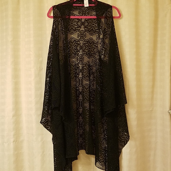 no tag Tops - Black lace one size fits all swim cover up long